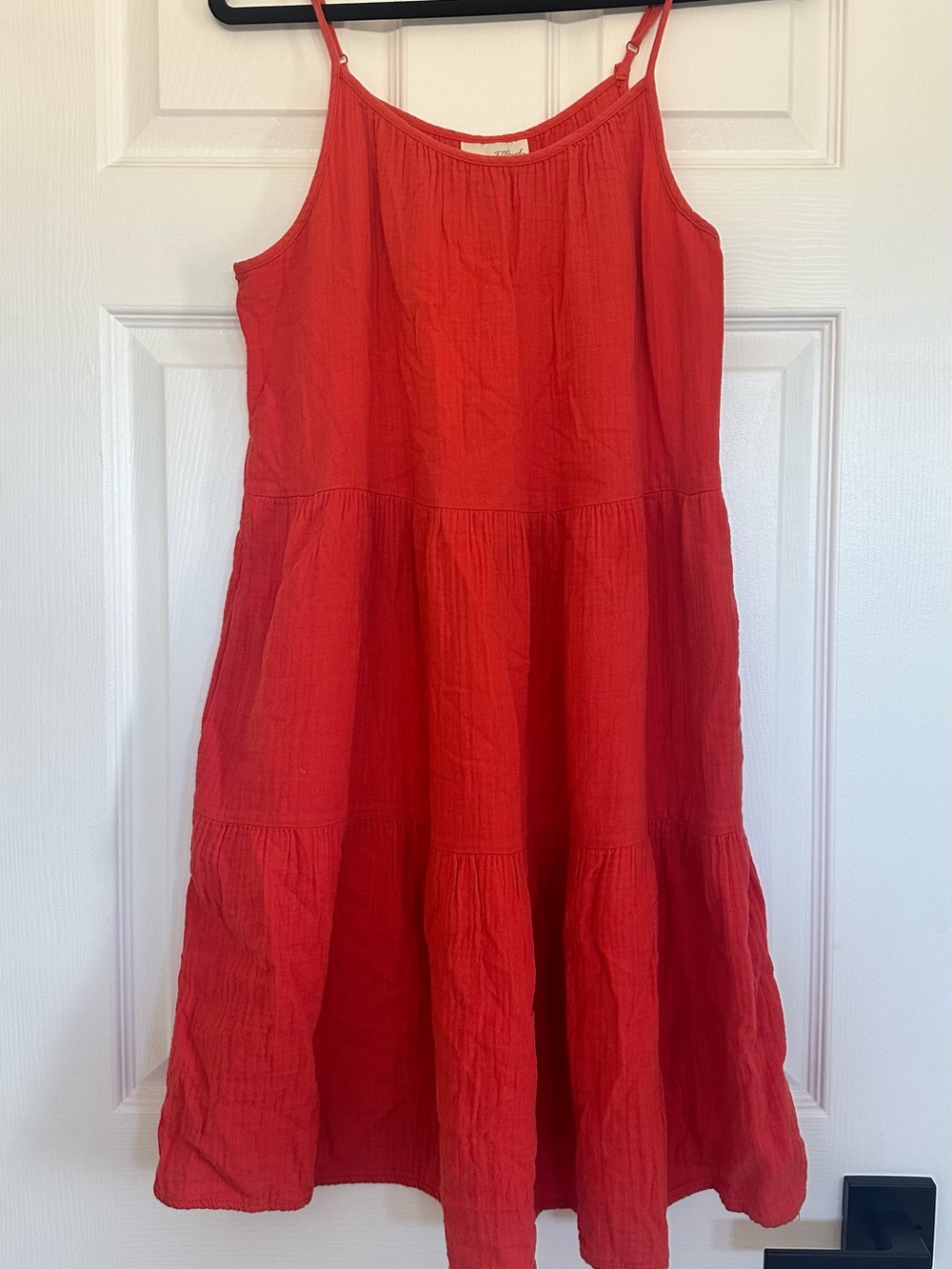 Universal Thread Red Tiered Cotton Sundress XS Adjustable Straps Boho